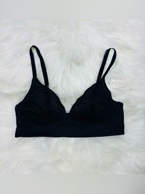 aerie SMOOTHEZ Black Wireless Mesh Bralette with Adjustable Straps
